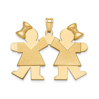 Load image into Gallery viewer, 14k Solid Engravable Large Double Girls with Bows Charm
