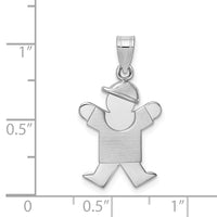 Load image into Gallery viewer, 14k White Gold Small Boy w/Hat on Right Engravable Charm
