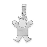 Load image into Gallery viewer, 14k White Gold Small Boy w/Hat on Right Engravable Charm
