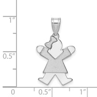 Load image into Gallery viewer, 14k White Gold Small Girl w/Bow on Left Engravable Charm
