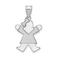 Load image into Gallery viewer, 14k White Gold Small Girl w/Bow on Left Engravable Charm
