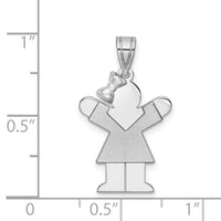 Load image into Gallery viewer, 14k White Gold Small Girl w/Bow on Left Engravable Charm
