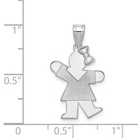 Load image into Gallery viewer, 14k White Gold Small Girl w/Bow on Right Engravable Charm
