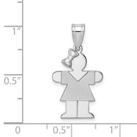Load image into Gallery viewer, 14k White Gold Small Girl w/Bow on Left Engravable Charm

