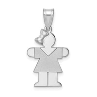 Load image into Gallery viewer, 14k White Gold Small Girl w/Bow on Left Engravable Charm
