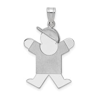 Load image into Gallery viewer, 14k White Gold Medium Boy w/Hat on Right Engravable Charm
