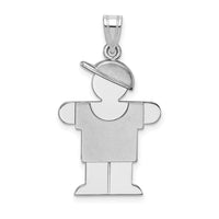 Load image into Gallery viewer, 14k White Gold Medium Boy w/Hat on Right Engravable Charm
