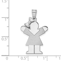 Load image into Gallery viewer, 14k White Gold Medium Girl w/Bow on Left Engravable Charm
