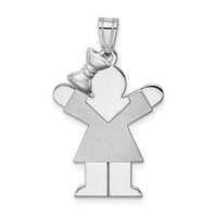 Load image into Gallery viewer, 14k White Gold Medium Girl w/Bow on Left Engravable Charm
