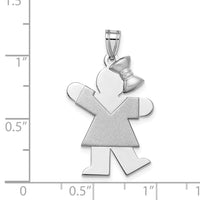 Load image into Gallery viewer, 14k White Gold Medium Girl w/Bow on Right Engravable Charm
