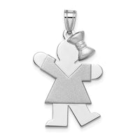 Load image into Gallery viewer, 14k White Gold Medium Girl w/Bow on Right Engravable Charm
