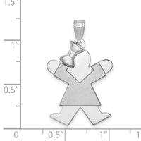 Load image into Gallery viewer, 14k White Gold Medium Girl w/Bow on Left Engravable Charm
