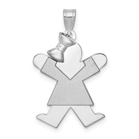 Load image into Gallery viewer, 14k White Gold Medium Girl w/Bow on Left Engravable Charm
