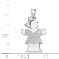 Load image into Gallery viewer, 14k White Gold Medium Girl w/Bow on Left Engravable Charm
