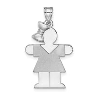 Load image into Gallery viewer, 14k White Gold Medium Girl w/Bow on Left Engravable Charm
