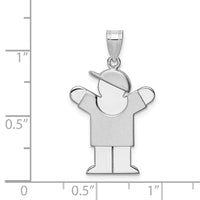 Load image into Gallery viewer, 14k White Gold Medium Boy w/Hat on Right Engravable Charm
