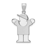 Load image into Gallery viewer, 14k White Gold Medium Boy w/Hat on Right Engravable Charm
