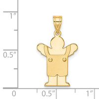 Load image into Gallery viewer, 14k Solid Satin Engravable Boy with Overalls Charm
