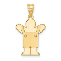 Load image into Gallery viewer, 14k Solid Satin Engravable Boy with Overalls Charm
