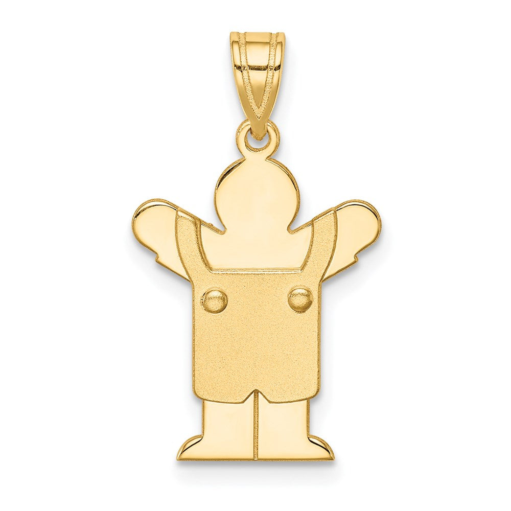14k Solid Satin Engravable Boy with Overalls Charm