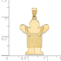 Load image into Gallery viewer, 14k Solid Satin Engravable Boy w/Overalls Charm
