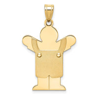 Load image into Gallery viewer, 14k Solid Satin Engravable Boy w/Overalls Charm
