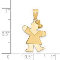 Load image into Gallery viewer, 14k Solid Engravable Girl with Bow on Right Charm
