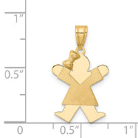 Load image into Gallery viewer, 14k Solid Engravable Girl with Bow on Left Charm
