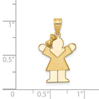 Load image into Gallery viewer, 14k Solid Engravable Girl with Bow on Left Charm
