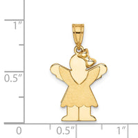 Load image into Gallery viewer, 14k Solid Engravable Girl with Bow on Right Charm
