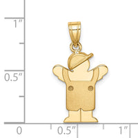 Load image into Gallery viewer, 14k Solid Engravable Boy in Overalls with Hat on Left Charm
