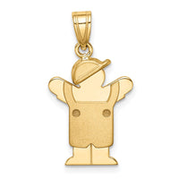 Load image into Gallery viewer, 14k Solid Engravable Boy in Overalls with Hat on Left Charm
