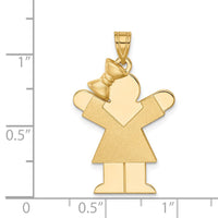 Load image into Gallery viewer, 14k Solid Engravable Girl with Bow on Left Charm
