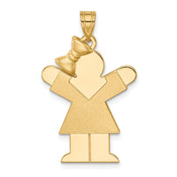Load image into Gallery viewer, 14k Solid Engravable Girl with Bow on Left Charm
