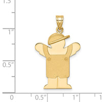Load image into Gallery viewer, 14k Solid Engravable Boy in Overalls with Hat on Left Charm
