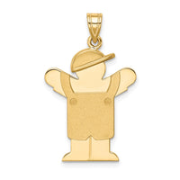 Load image into Gallery viewer, 14k Solid Engravable Boy in Overalls with Hat on Left Charm
