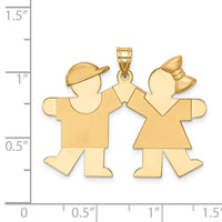 Load image into Gallery viewer, 14k Solid Engravable Boy on Left and Girl on Right Charm
