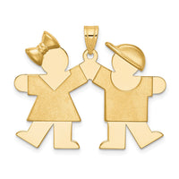 Load image into Gallery viewer, 14k Solid Engravable Girl on Left and Boy on Right Charm
