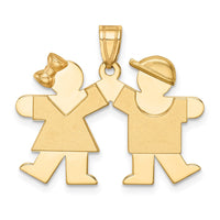 Load image into Gallery viewer, 14k Solid Engravable Small Girl on Left and Boy on Right Charm
