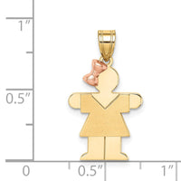 Load image into Gallery viewer, 14k Two-Tone Small Girl with Bow on Left Engravable Charm
