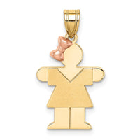Load image into Gallery viewer, 14k Two-Tone Small Girl with Bow on Left Engravable Charm
