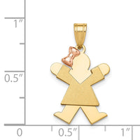 Load image into Gallery viewer, 14k Two-Tone Small Girl with Bow on Left Engravable Charm
