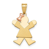 Load image into Gallery viewer, 14k Two-Tone Small Girl with Bow on Left Engravable Charm
