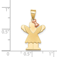 Load image into Gallery viewer, 14k Two-Tone Small Girl with Bow on Right Engravable Charm
