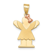 Load image into Gallery viewer, 14k Two-Tone Small Girl with Bow on Right Engravable Charm

