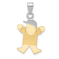 Load image into Gallery viewer, 14k Two-Tone Small Boy with Hat on Right Engravable Charm
