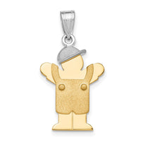 Load image into Gallery viewer, 14k Two-Tone Small Boy with Hat on Left Engravable Charm
