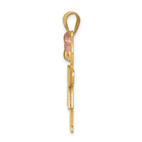Load image into Gallery viewer, 14k Two-Tone Large Girl with Bow on Left Engravable Charm
