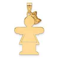 Load image into Gallery viewer, 14k Two-Tone Large Girl with Bow on Left Engravable Charm
