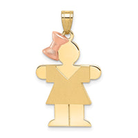 Load image into Gallery viewer, 14k Two-Tone Large Girl with Bow on Left Engravable Charm
